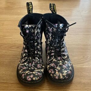 Dr. Martens Black Floral Lace-Up Boots